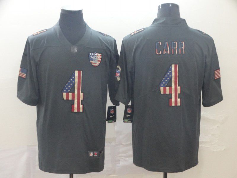 Men Oakland Raiders #4 Carr Carbon Black Retro USA flag Nike NFL Jerseys->carolina panthers->NFL Jersey